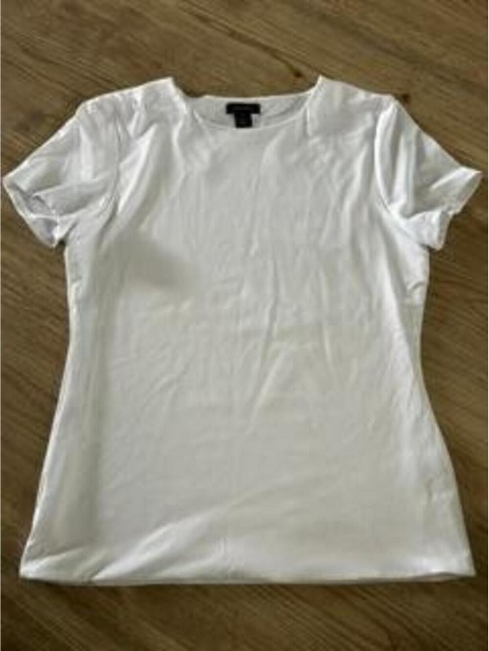 Halogen White Short Sleeve Crew Neck T-Shirt Womens Size Medium Stretch Tee